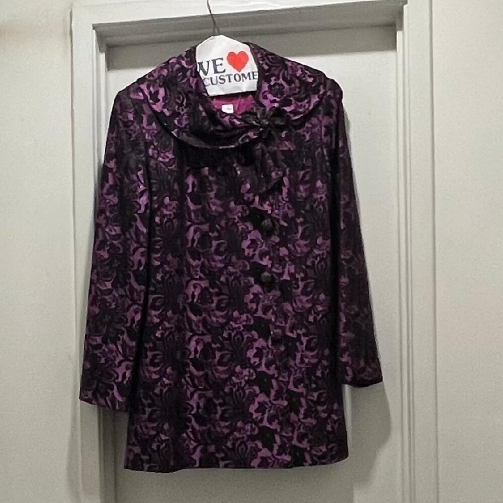 2-Piece Skirt Suit Sz.12 Lilac/Black/Metalic Lily &Taylor